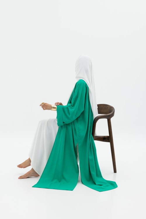 Abaya basic en lin vert