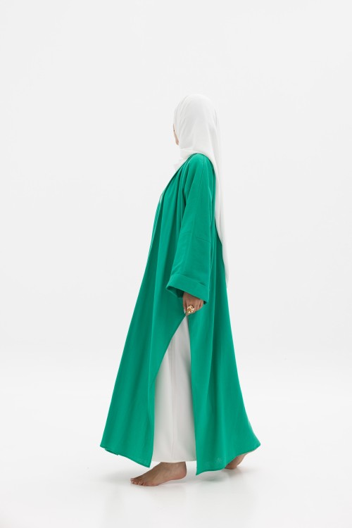 Abaya basic en lin vert