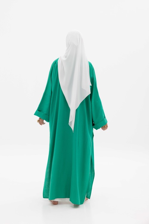 Abaya basic en lin vert