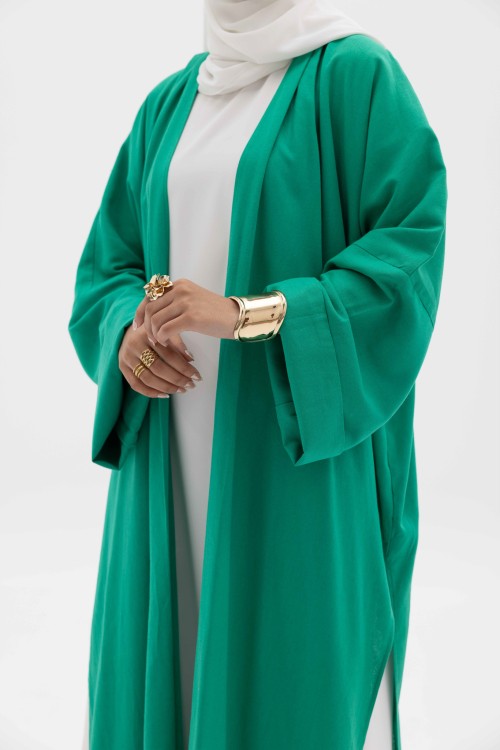 Abaya basic en lin vert