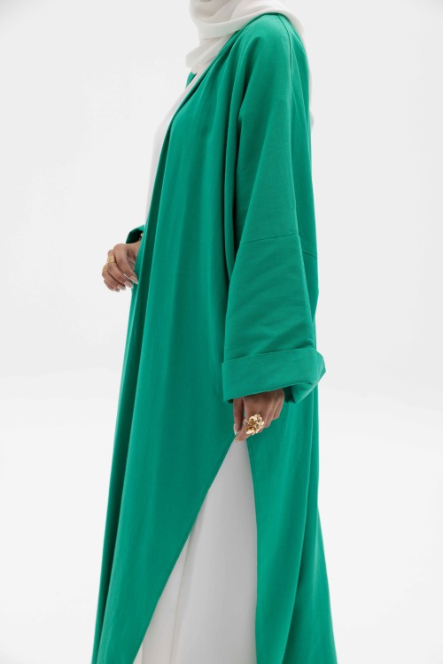 Abaya basic en lin vert
