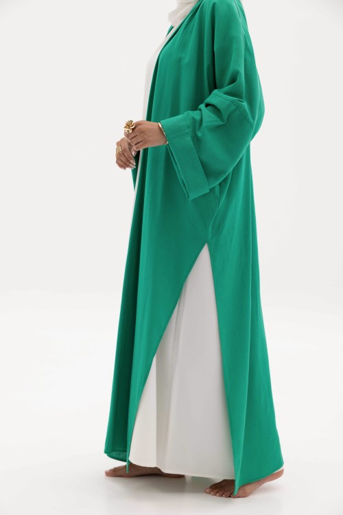 Abaya basic en lin vert
