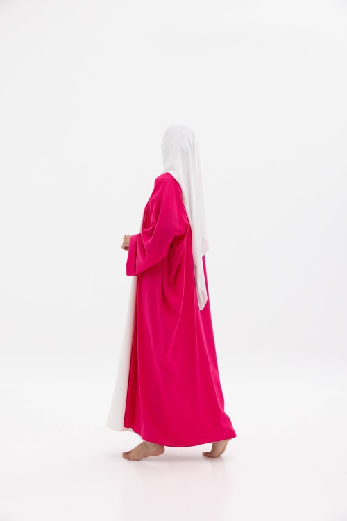 Abaya basic en lin fushia