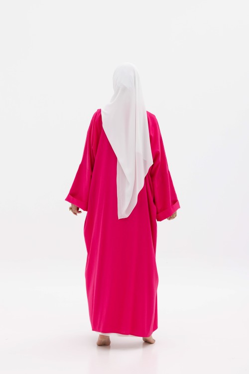 Abaya basic en lin fushia