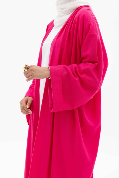 Abaya basic en lin fushia
