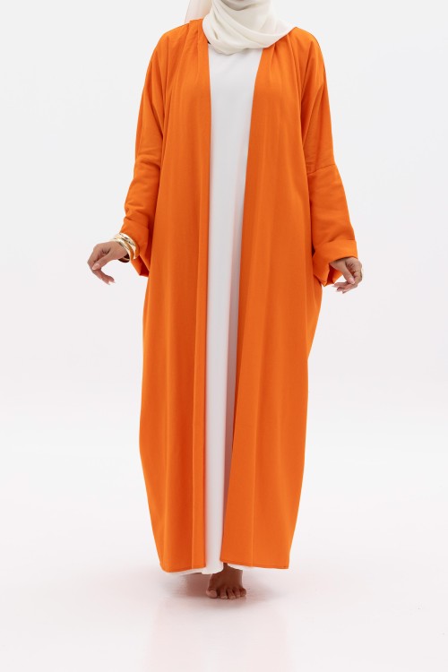 Abaya basic en lin orange