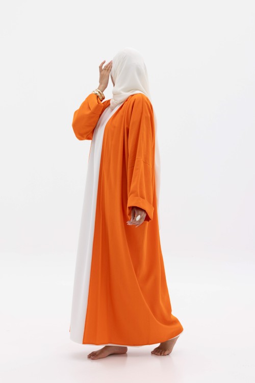 Abaya basic en lin orange