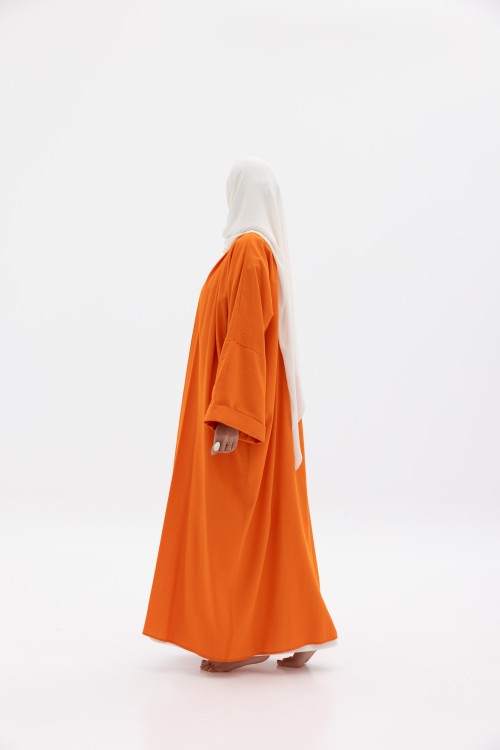 Abaya basic en lin orange