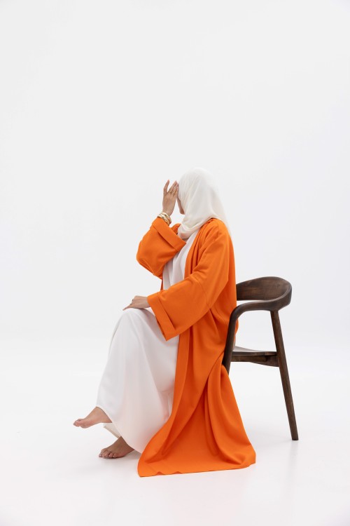 Abaya basic en lin orange