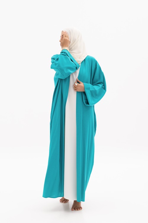 Abaya basic en lin blue