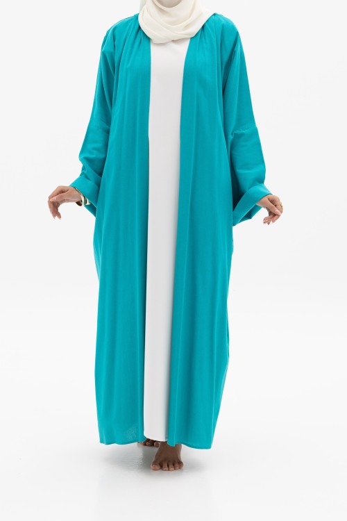 Abaya basic en lin blue