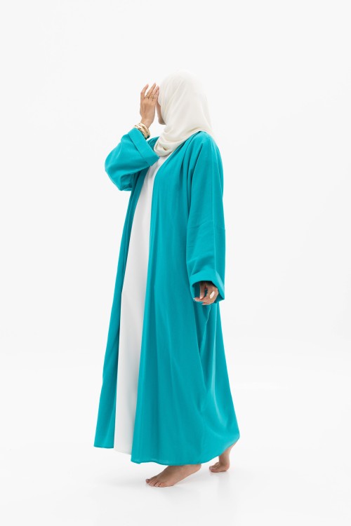Abaya basic en lin blue