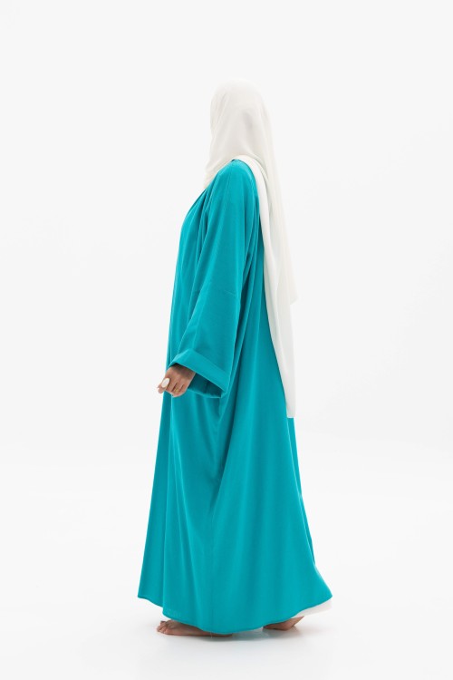 Abaya basic en lin blue