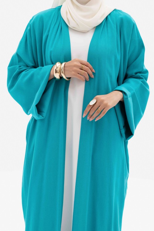 Abaya basic en lin blue