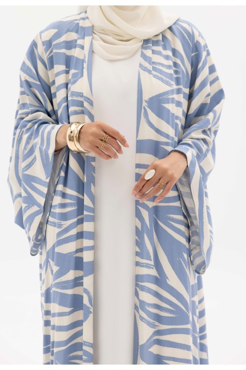 Abaya en lin Camila Bleu