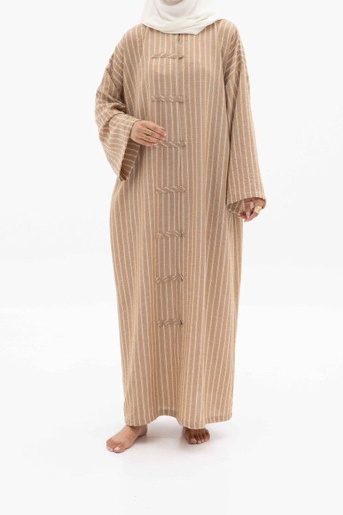 Robe Gaya En lin Rayée beige