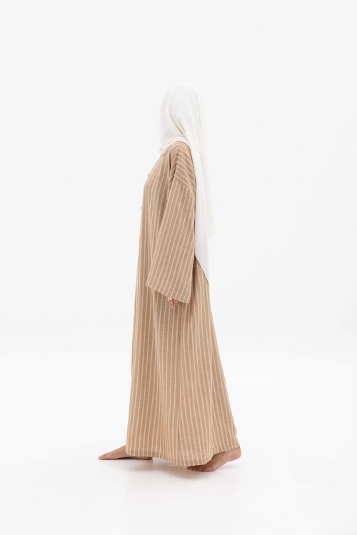 Robe Gaya En lin Rayée beige