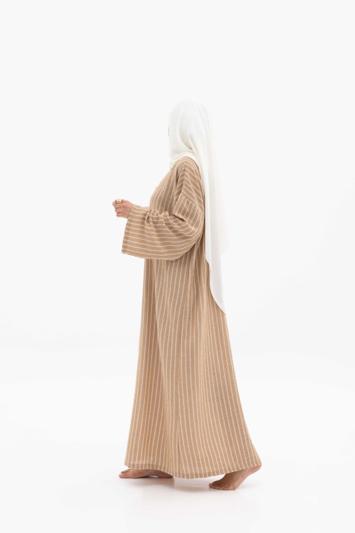 Robe Gaya En lin Rayée beige