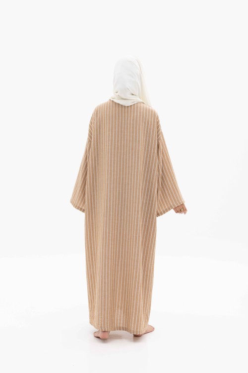 Robe Gaya En lin Rayée beige