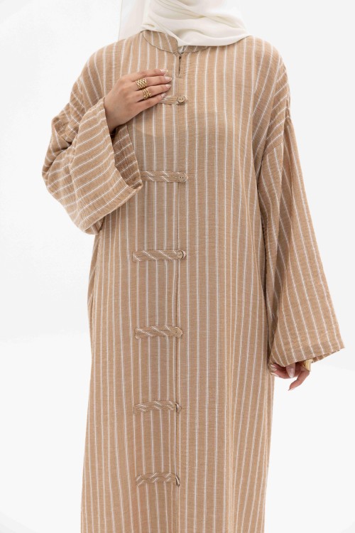 Robe Gaya En lin Rayée beige