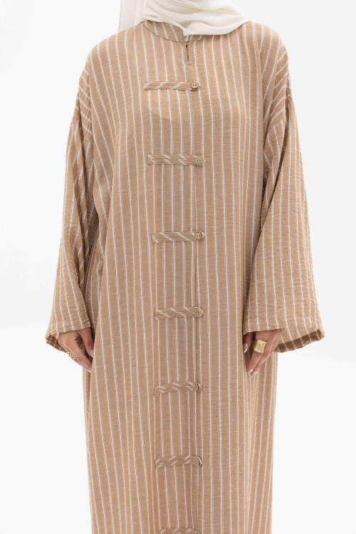 Robe Gaya En lin Rayée beige