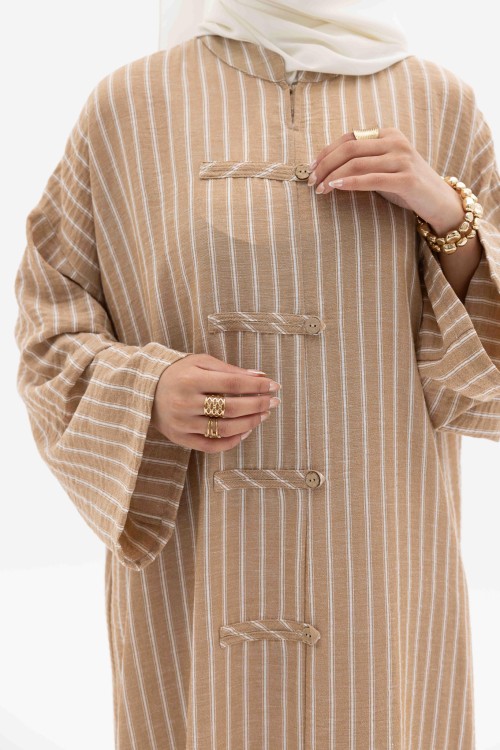 Robe Gaya En lin Rayée beige