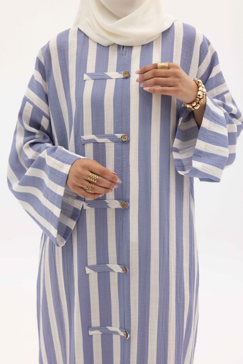Robe Gaya En lin Rayée bleu