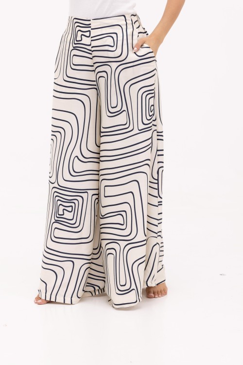 Palazzo Summer Imprime bleu&blanc