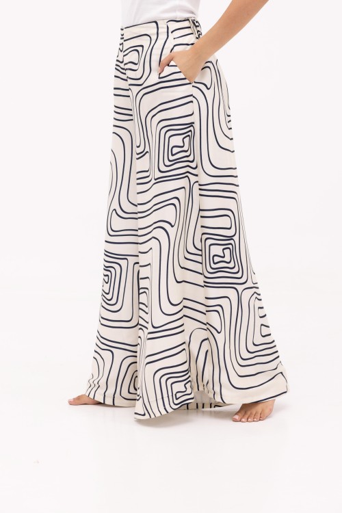 Palazzo Summer Imprime bleu&blanc