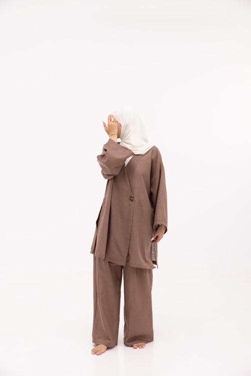 Ensemble Laha En lin marron glacé