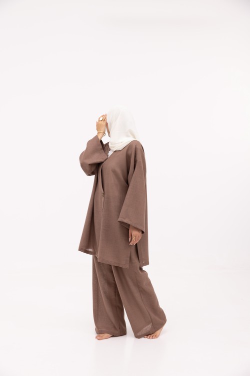 Ensemble Laha En lin marron glacé