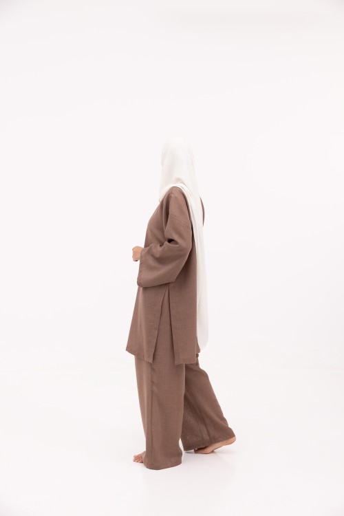 Ensemble Laha En lin marron glacé