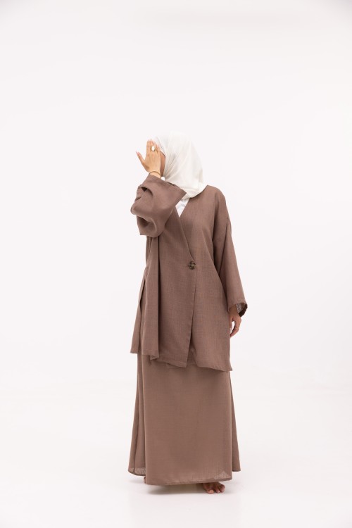 Ensemble Laha En lin marron glacé