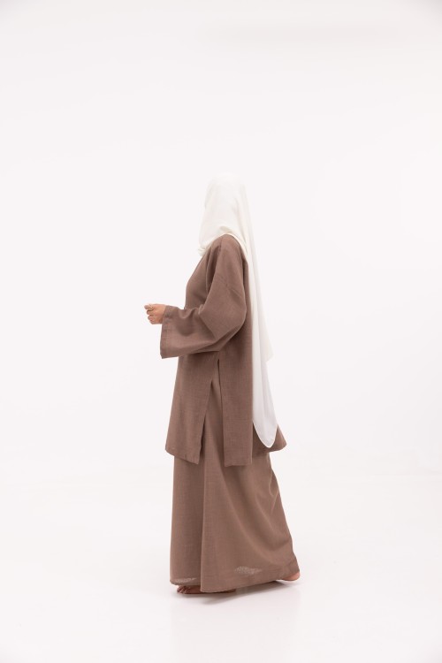 Ensemble Laha En lin marron glacé