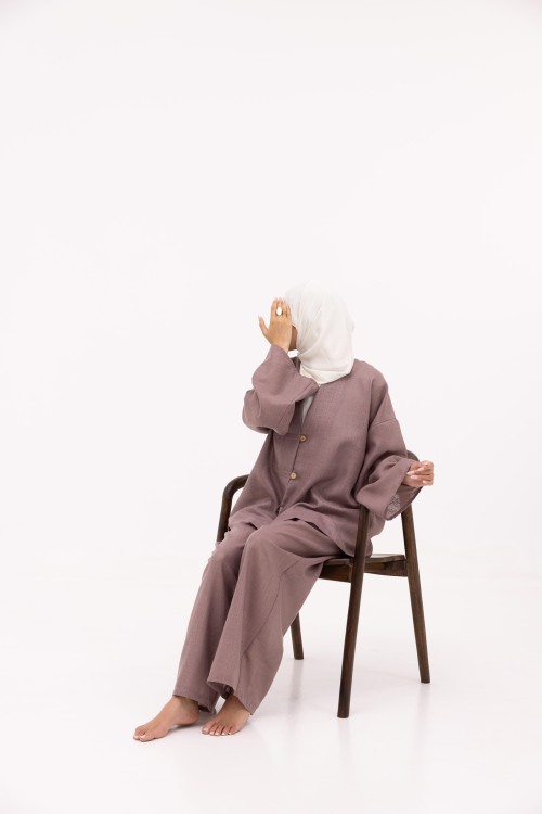Ensemble Olivia En lin violet colombin