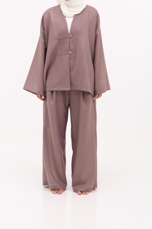 Ensemble Olivia En lin violet colombin