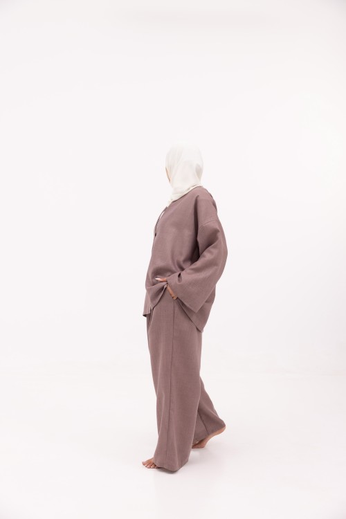Ensemble Olivia En lin violet colombin