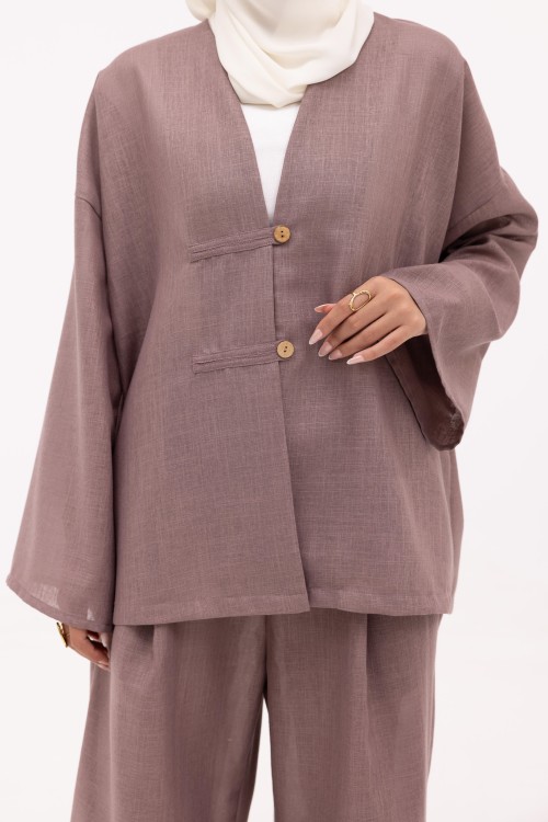 Ensemble Olivia En lin violet colombin