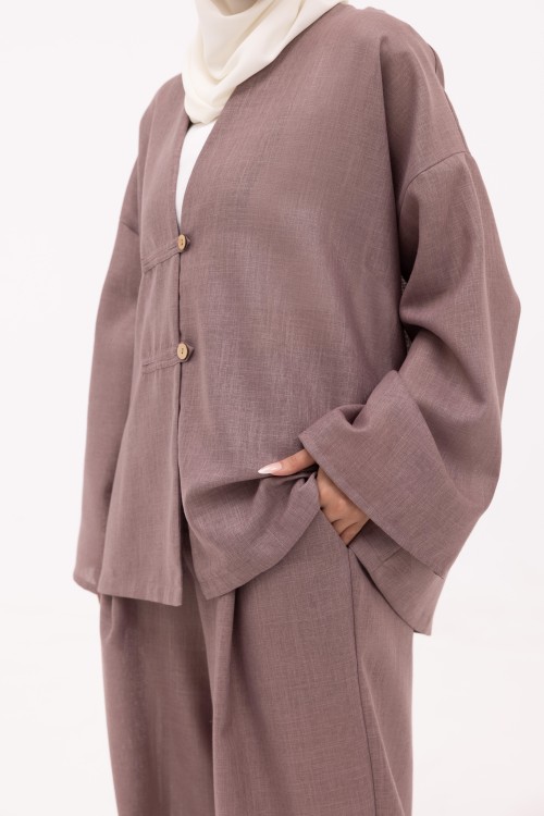 Ensemble Olivia En lin violet colombin