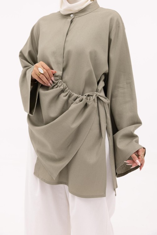 Chemise Julia en lin olive doux