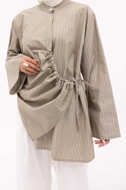 Chemise Julia en popeline taupe