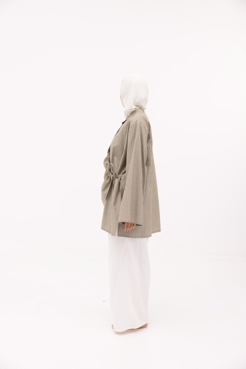 Chemise Julia en popeline taupe