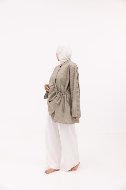 Chemise Julia en popeline taupe