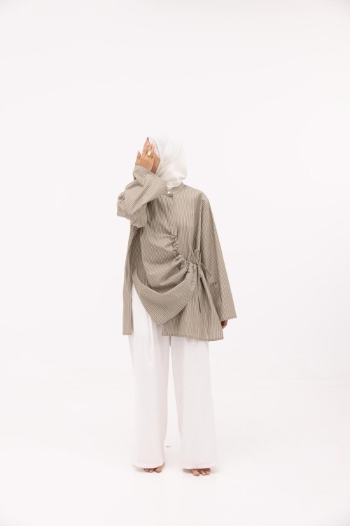 Chemise Julia en popeline taupe