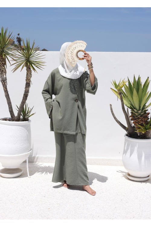 Ensemble Laha en lin olive