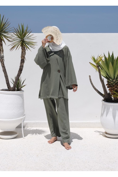 Ensemble Laha en lin olive