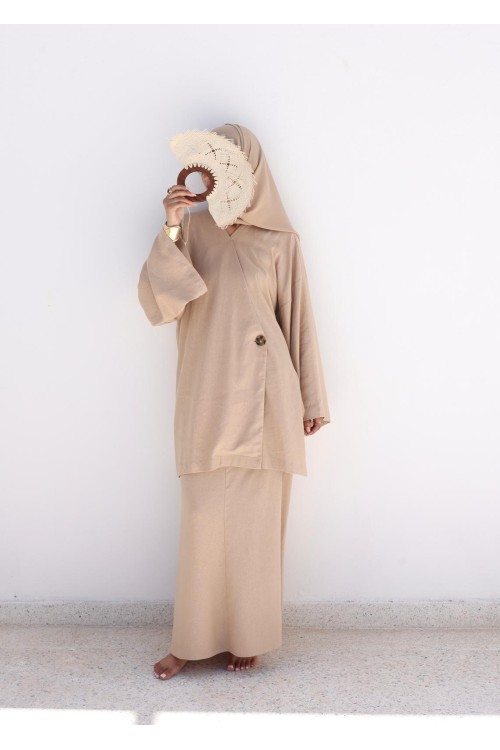 Ensemble Laha en lin beige