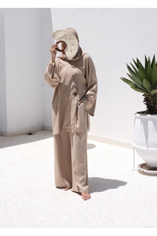 Ensemble Laha en lin beige